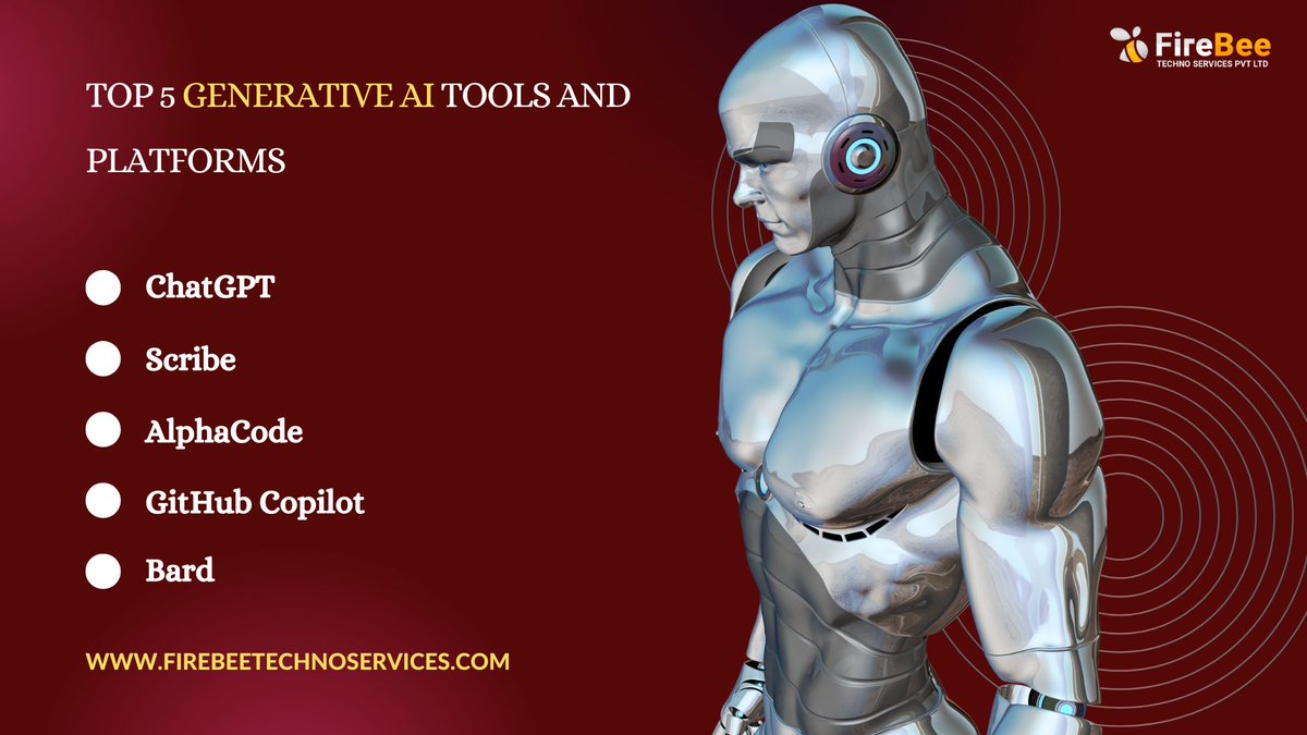 firebeetech's tweet image. Unlock the Future with the Top 5 Generative AI Tools and Platforms! 

Get Know More&amp;gt;&amp;gt; firebeetechnoservices.com/ai-development…

#ArtificialIntelligence #AIDevelopment #ArtificialIntelligenceDevelopment #MachineLearning #AIIndustry