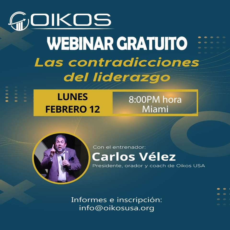 pscarlosvelez's tweet photo. Saludos!
Quiero invitarte a nuestro primer webinar gratuito del 2024, "Las contradicciones del liderazgo" el lunes 12 de febrero a las 8:00 pm (hora de Miami).  Regístrate ahora mismo en https://t.co/PvNaR7c3QP
Compártelo en las redes y añade valor a la vida de otros líderes. https://t.co/M2XTuebWY0