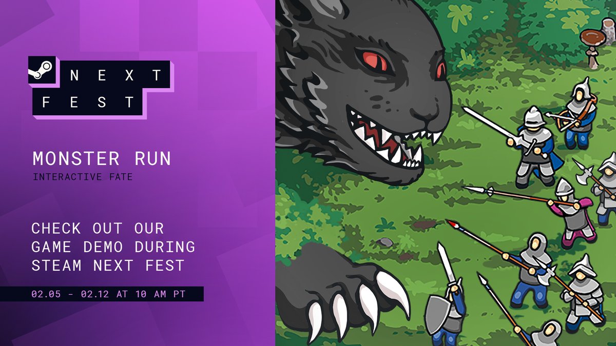 The demo for our upcoming dark fantasy beat’em up with rogue-lite elements will be live during next week’s Steam Next Fest! ⚔️

Fight as a giant monster cat protecting your home forest. Destroy massive armies of human soldiers and their allies. 🐈‍⬛