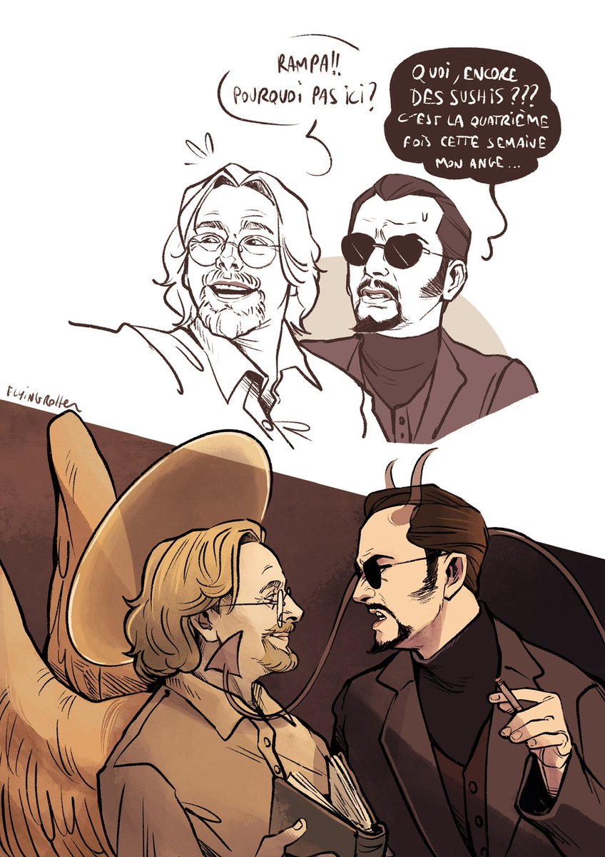 Did I draw Sheen!Aziraphale and Tennant!Crowley but looking like my old Good Omens book cover?

Yes I did 

So here’s for you Aziraphale et Rampa 💛