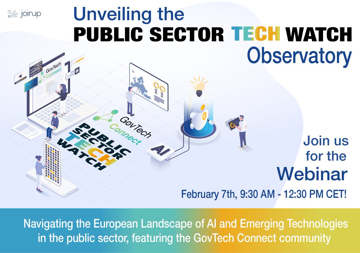 5 days to go before the #GovTech Connect community, will disclose the #PublicSector Tech Watch Observatory! Register now and get fully updated on the current state and future of public sector technology in Europe! 👉europa.eu/!NKTtYg