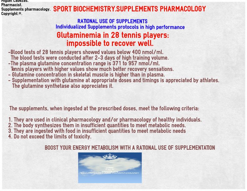 Glutaminemia in 28 tennis players: impossible to recover well. #energy #metabolism #recovery #tennis
