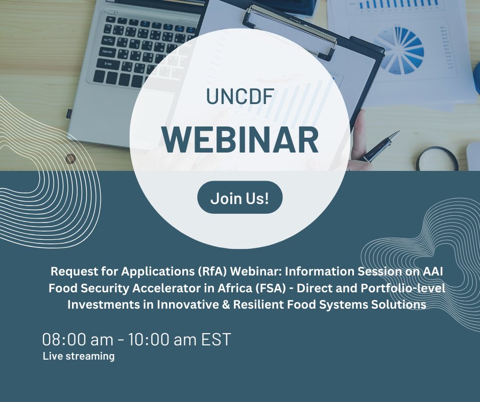 📺 Tune in to the "RfA Webinar: Information Session on AAI Food Security Accelerator in Africa (FSA) - Direct &amp; Portfolio-level Investments in Innovative &amp; Resilient Food Systems Solutions"

Date: Feb 9
Time: 8-10 AM EST
Register: events.teams.microsoft.com/event/22686f12…