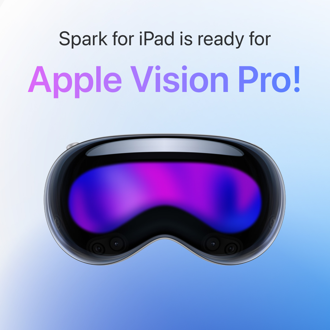Newsflash: Spark is now available on the App Store for #AppleVisionPro 🎉 

This move mirrors <a href="/Readdle/">Readdle</a>’s history, as one of the first developers to appear on the original App Store in 2008 🍏 #visionOS