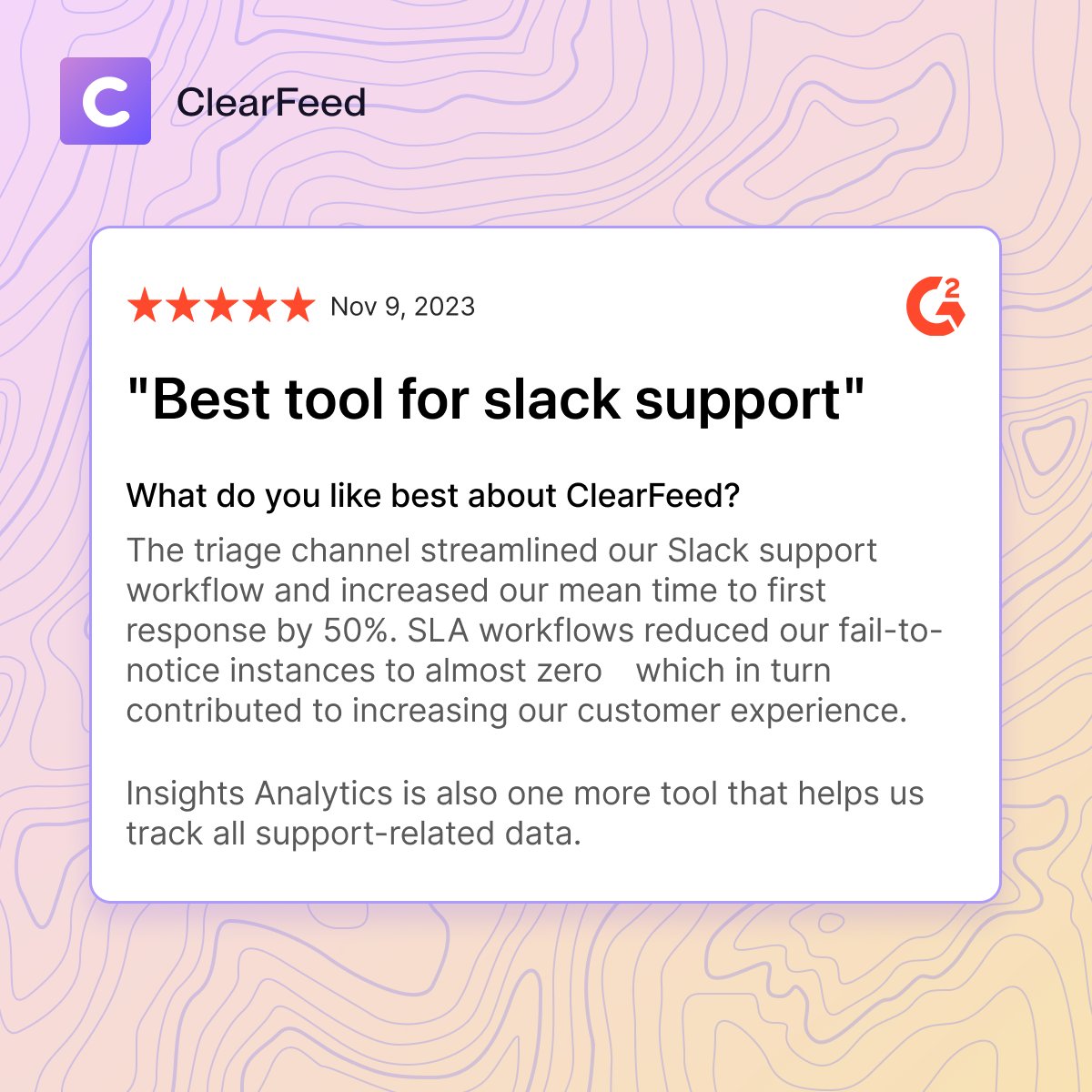 clearfeedai's tweet photo. Forget coffee - reviews like this are our true energy boost! ✨

A big thanks to our customers for the love! ❤️

Read more on how modern companies are scaling support on #slack with ClearFeed: https://t.co/BKQnkf6e2h

#CustomerExperience https://t.co/3Sd1Z5T4TN