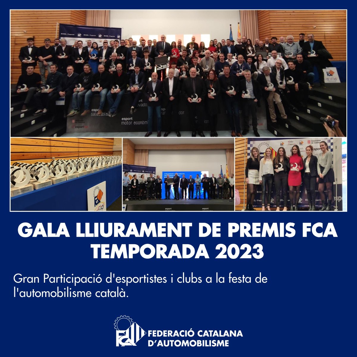 FCAutomobilisme's tweet photo. 📢 GALA DE LLIURAMENT DE PREMIS FCA TEMPORADA 2023
➡️ Gran Participació d'esportistes i clubs a la festa de l'automobilisme català..
📰 https://t.co/DTYOgKsIN4
#FCAutomobilisme #motorsport #gala #acte #lliurament #premis #trofeus #temporada https://t.co/qNgaowfc27