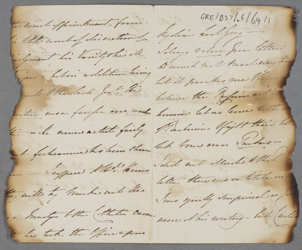 DU_Collections's tweet photo. Check out our Item of the Month For February! 👀 

This letter to Earl Grey was partially burned – check out our blogpost or come and see it in our Penned and Printed exhibition to find out why! 
https://t.co/CNsIkqfUOU

#DUCollections #ItemOfTheMonth https://t.co/nwaSgSLKuP