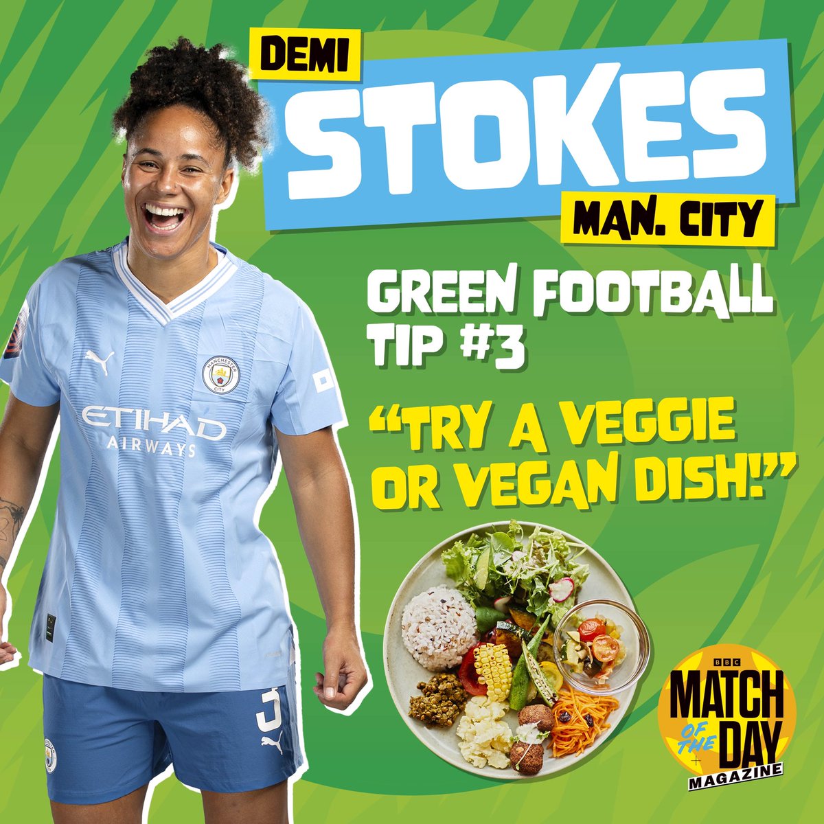 🌎 This weekend is Green Football Weekend - which is when football plays hard to protect the planet! So, we asked Lioness and Man. City defender @demistokes for three ways we can be a bit greener this weekend too! ✅