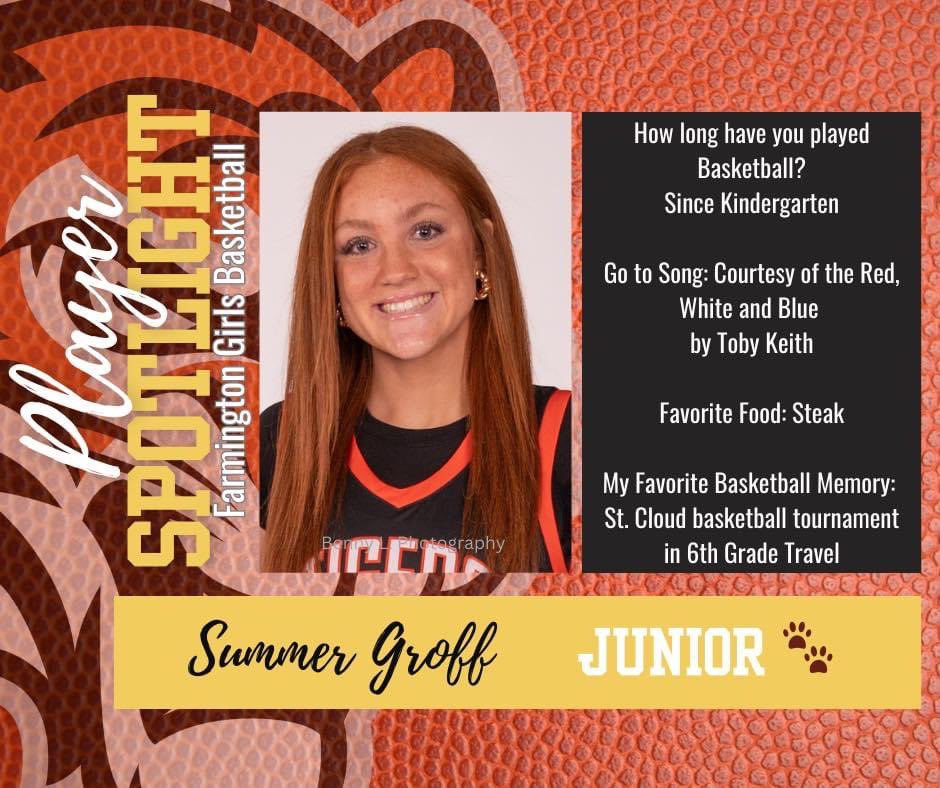 Player Spotlights! Check out these Tigers…Lily Reuss, Gianna Carpentier, Sadie Spolarich, and Summer Groff. 🏀🐾