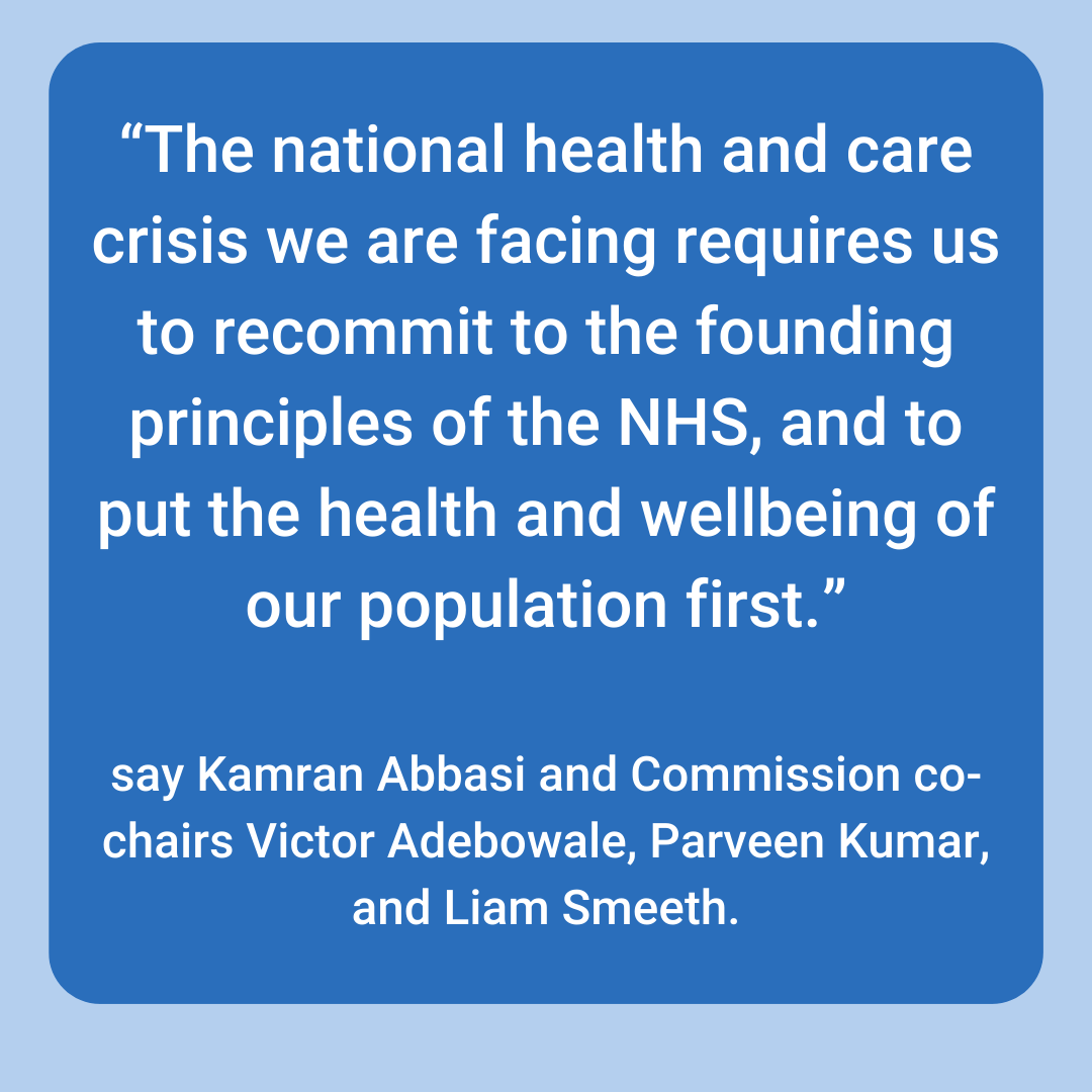 This week, @LiamSmeeth1 @Prof_P_Kumar @Voa1234 @KamranAbbasi introduce The BMJ Commission on the Future of the NHS, urging the next elected government to recognise the threat to the NHS and recommit to its founding principles

Read here bmj.com/content/384/bm…

#BMJNHSCommission