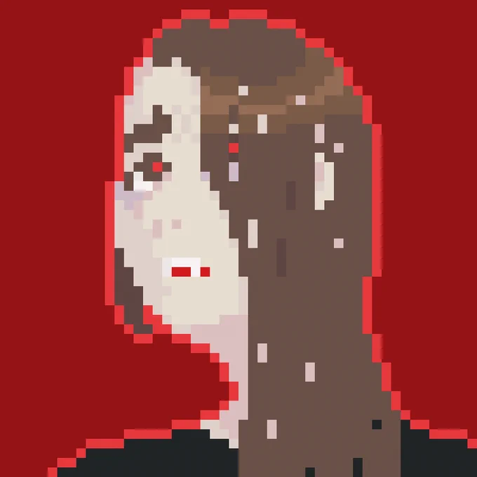 #pixelart of my vtm larp character, a tzimisce named Thorn (it/they)! 
