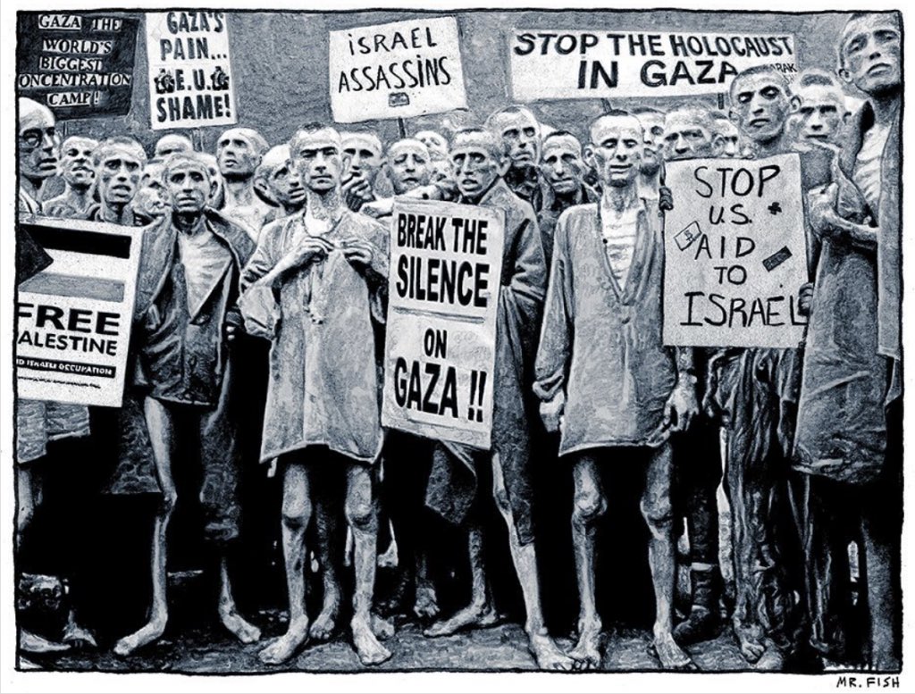 StopAntisemites's tweet photo. More antisemitic rot out of UPenn - meet Dwayne Booth, adjunct faculty at the Annenberg School for Communication.

When not teaching, he publishes grotesque antisemitic cartoons that include:
- concentration camp victims holding up “Free Palestine” signs
- Jews drinking the blood of Gaza’s
- a gun with an Israel flag being held up to a baby’s head