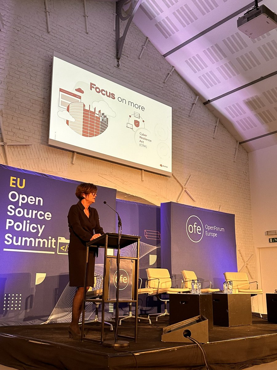 JamesALovegrove's tweet image. Carine Braun-Heneault (VP Commercial EMEA) @redhat keynoting #euopensource policy summit. Whistle-stop trip of various topics from cutting edge #opensource collaboration and #openshift infrastructures to successful alignment EU legislation with the interests of #openinnovation