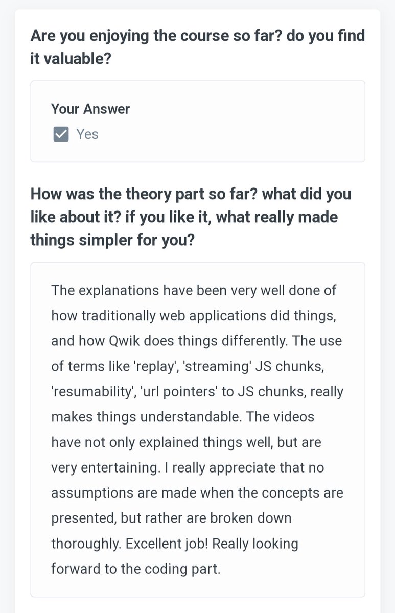 shai_reznik's tweet photo. Getting feedback like this on the free @QwikDev course me and @mhevery created makes the several months it took to create...  all worth it! 😊

https://t.co/hKOSCvstDv https://t.co/8anq83tn9D