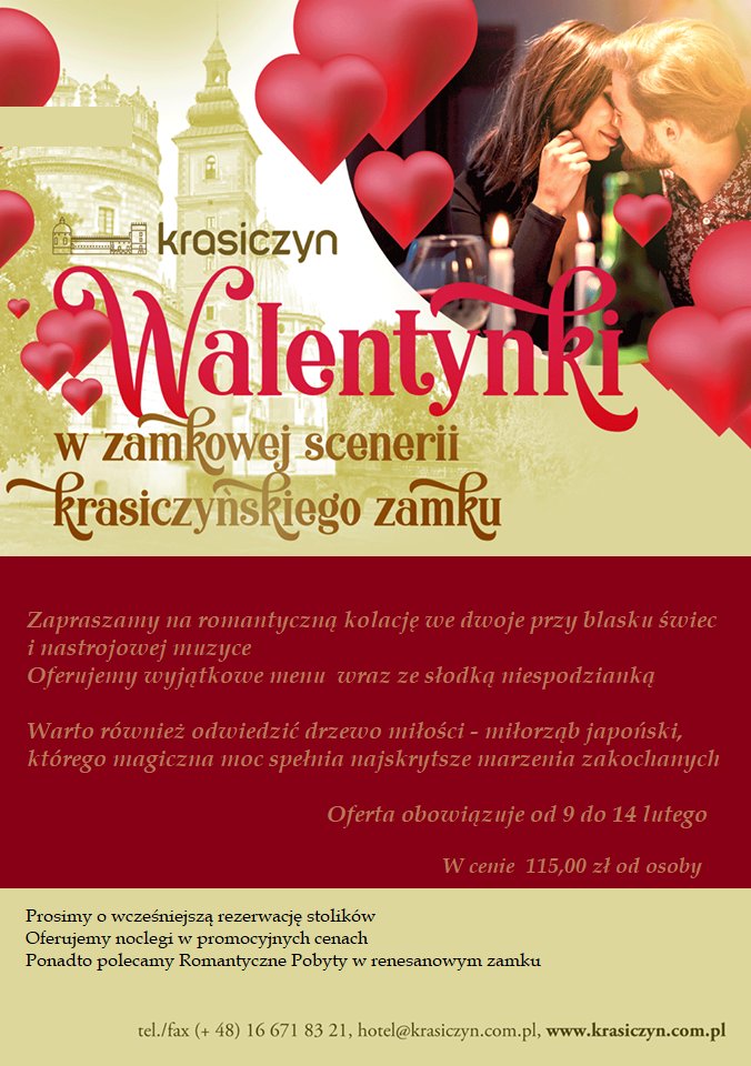 ZKrasiczyn's tweet photo. Spędźcie Walentynki w krasiczyńskim zamku! https://t.co/BJeDrljZDR