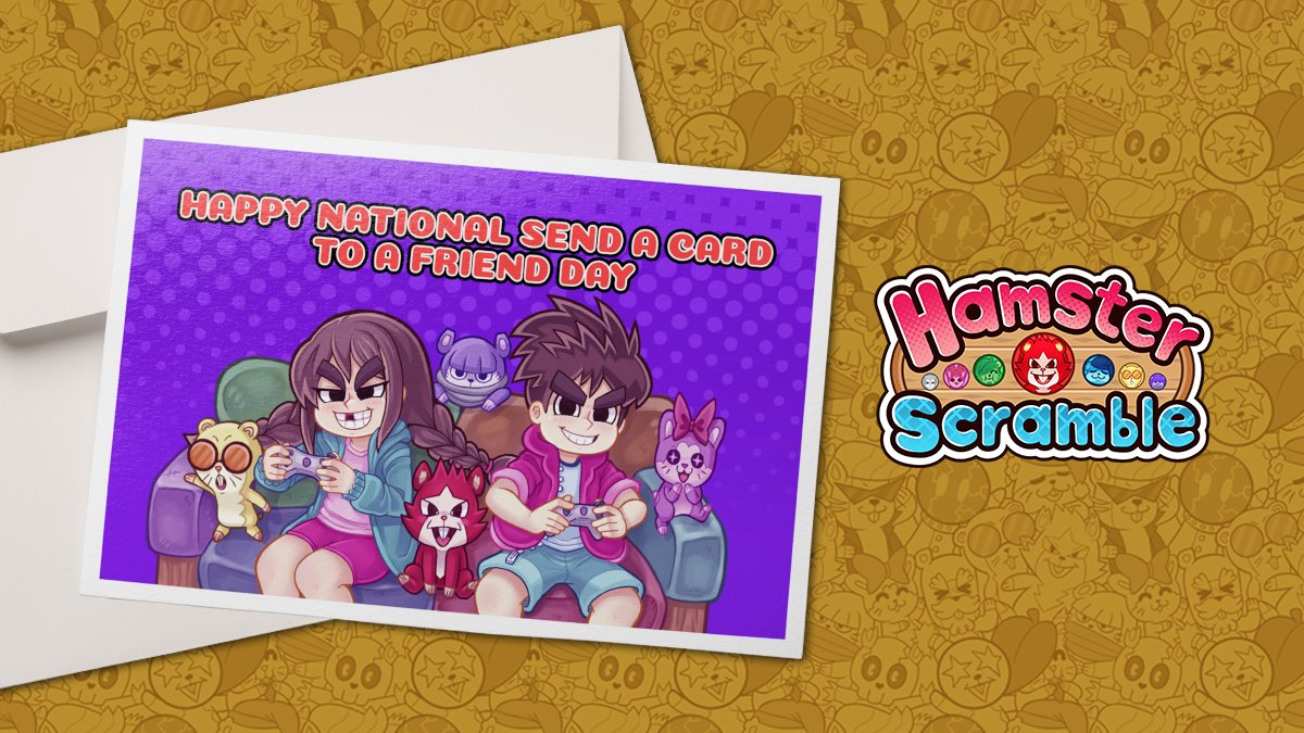 🐹💕 Celebrate #NationalSendaCardtoaFriendDay with a special Hamster Scramble card that we made for you. 

Make sure to send a little hamster love to your friend today!   

#IndieGame #PuzzleGame #GameDev