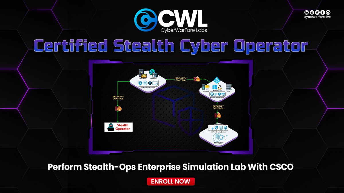 cyberwarfarelab's tweet image. 🔍 Crack the code to cybersecurity excellence! Enroll in our Certified Stealth Cyber Operator program and be at the forefront of digital defense.🚨
🔗 Know more about the course: cyberwarfare.live/product/stealt…
#enrollnow #cybersecuritycourse #csco