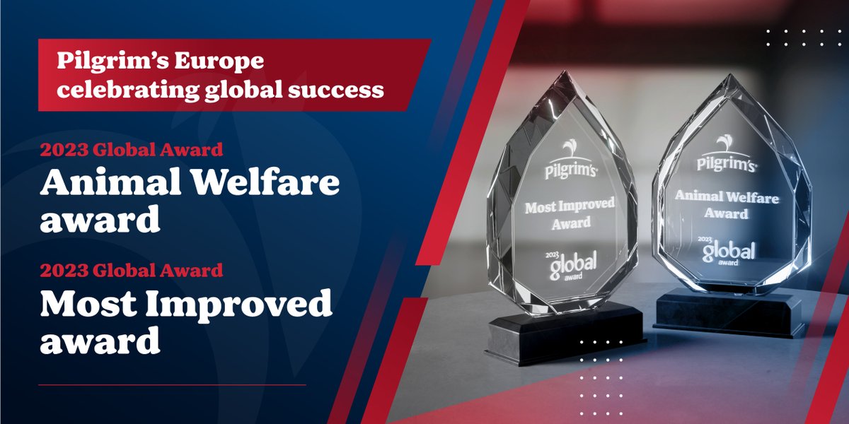 Our teams across Pilgrim’s Europe are celebrating success with two Global Awards. Announced at our Pilgrim’s Global Kick-Off event we won the Most Improved award &amp; the Animal Welfare award. 

Thanks to our team for living our Values and overcoming the challenges to achieve this.