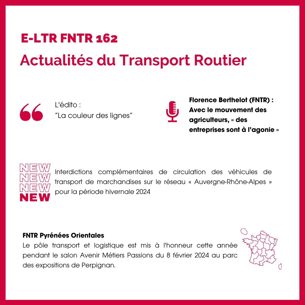 Retrouvez les dernières actualités de la FNTR dans la e-ltr 162 👉 bit.ly/3UvyrBL