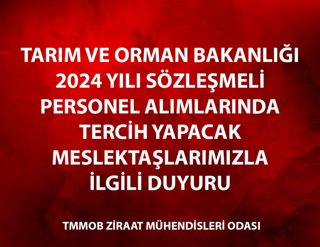 TMMOB Ziraat Mühendisleri Odası (@tmmobzmo) on Twitter photo 📢 TARIM VE ORMAN BAKANLIĞI 2024 YILI SÖZLEŞMELİ PERSONEL ALIMLARINDA TERCİH YAPACAK MESLEKTAŞLARIMIZLA İLGİLİ DUYURU
<a href="/TCTarim/">T.C. Tarım ve Orman Bakanlığı</a> <a href="/ibrahimyumakli/">İbrahim Yumaklı</a> <a href="/ziraat_bekleyen/">ATAMA BEKLEYEN ZİRAAT MÜHENDİSLERİ</a> #TarimaHak15BinZiraat
⬇️
zmo.org.tr/genel/bizden_d… 📢 TARIM VE ORMAN BAKANLIĞI 2024 YILI SÖZLEŞMELİ PERSONEL ALIMLARINDA TERCİH YAPACAK MESLEKTAŞLARIMIZLA İLGİLİ DUYURU
<a href="/TCTarim/">T.C. Tarım ve Orman Bakanlığı</a> <a href="/ibrahimyumakli/">İbrahim Yumaklı</a> <a href="/ziraat_bekleyen/">ATAMA BEKLEYEN ZİRAAT MÜHENDİSLERİ</a> #TarimaHak15BinZiraat
⬇️
zmo.org.tr/genel/bizden_d…