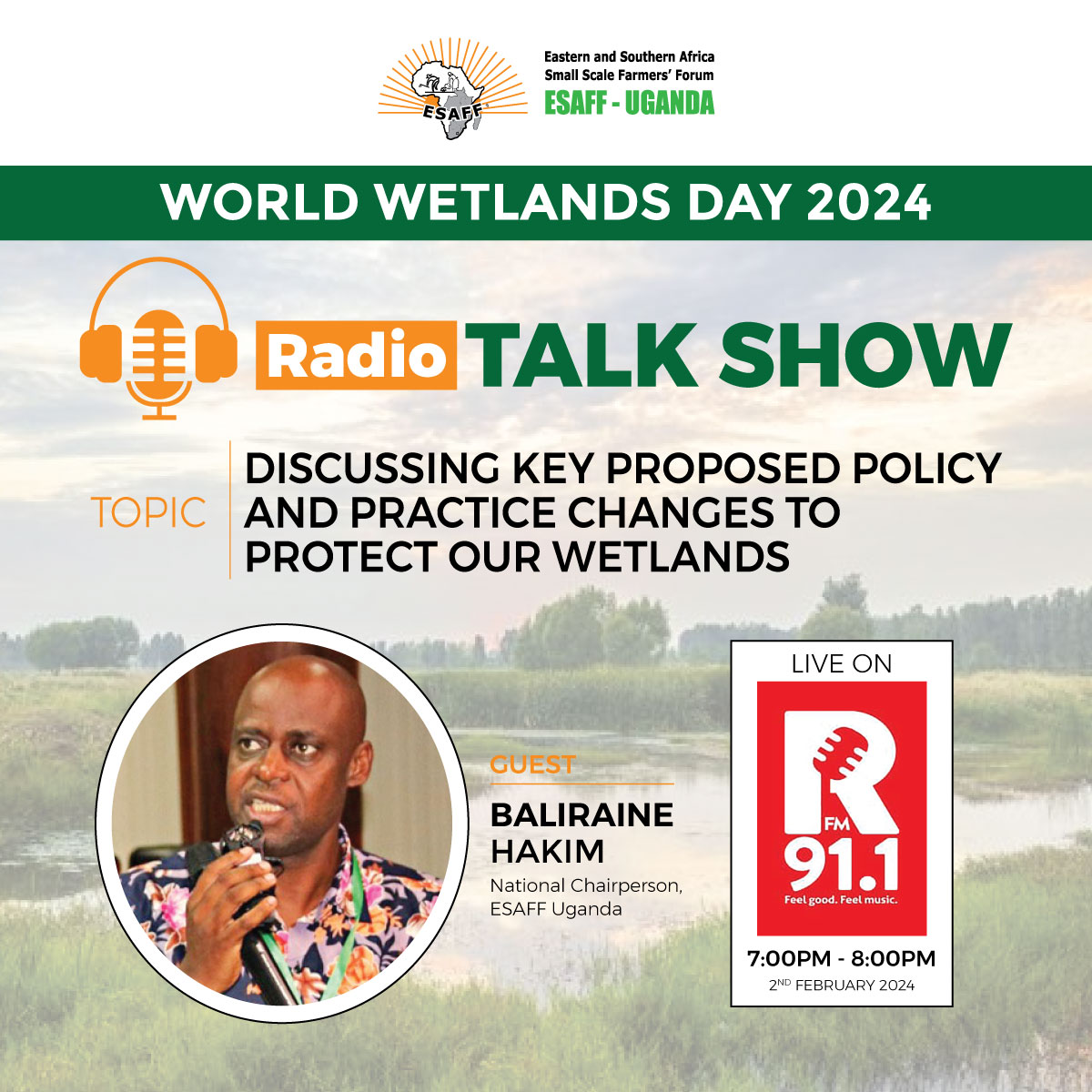 World Wetlands Day 2024! Join us today on 91.1 R FM📻 as we discuss the key policy and practice changes that must happen if we are to protect and preserve our wetlands. #WorldWetlandsDay #WWD2024