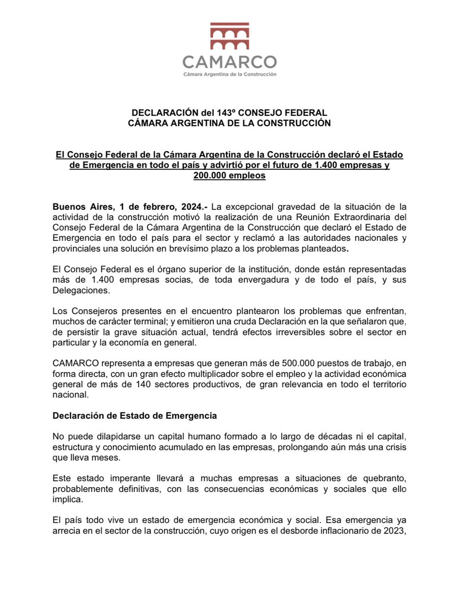 GustavoHArrieta's tweet photo. La salida de la Argentina no es con represión, pérdida de puestos de trabajo, caída de la producción  y el consumo en Nuestras Comunidades.

La Obra Pública se paralizó en todo el País. Ese no es el camino. Por los mismos caminos, los mismos fracasos. https://t.co/cDYUSdfeRZ