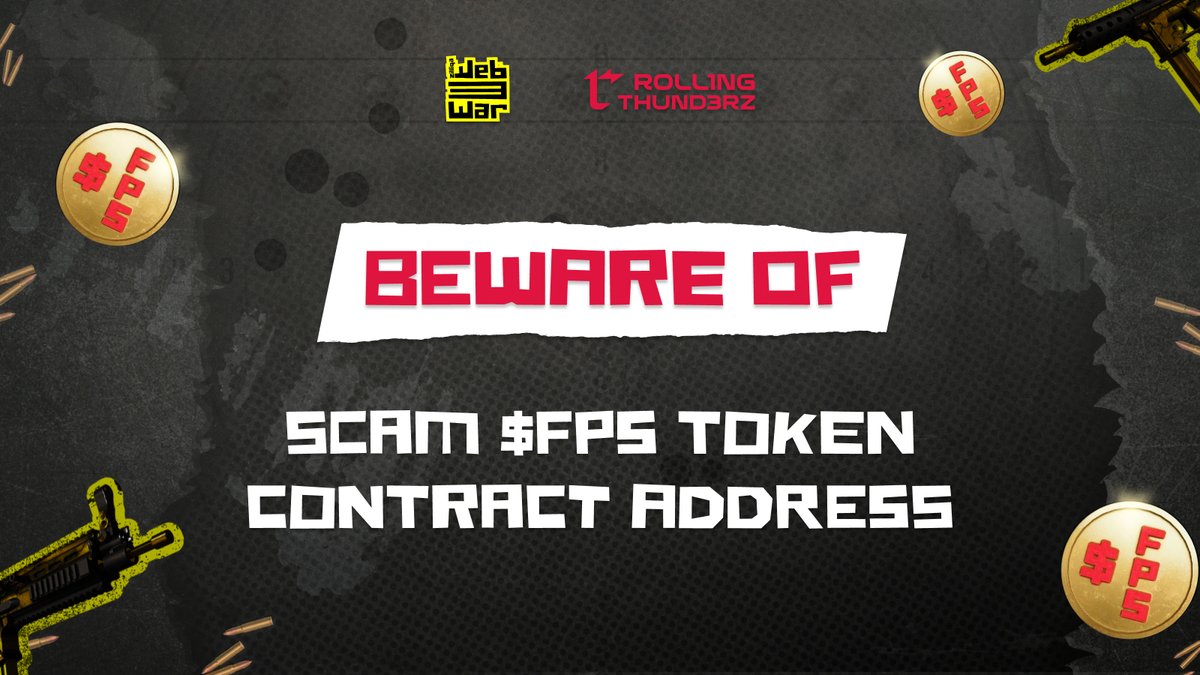 🚨 SECURITY ALERT

Dear Community, beware of scam $FPS token addresses and fake $FPS token listings, including one that has recently appeared on Pancakeswap.

Don't use this ❗️SCAM❗️FPS / Web3War contract address: bscscan.com/token/0x676dc1…

All official $FPS token listings will be