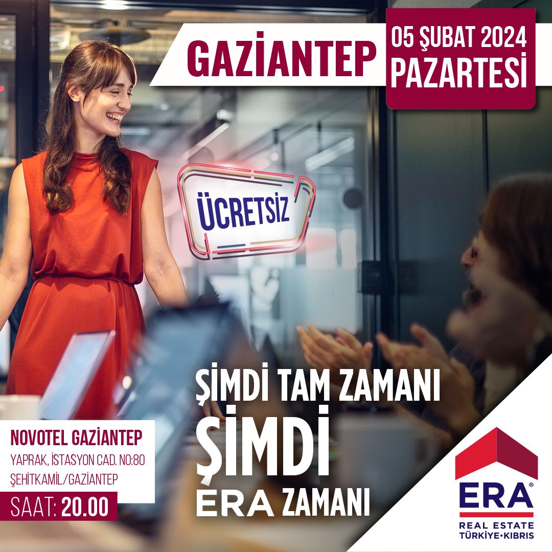 Avrupa’nın en büyük, Türkiye’nin en genç global gayrimenkul danışmanlık markası ERA, Türkiye’de coşkuyla büyüyor. Siz de muazzam bir kariyer, sıra dışı bir gelir için acele edin. Çünkü şimdi tam zamanı şimdi ERA zamanı.

#erarealestate #erarealestatetürkiye