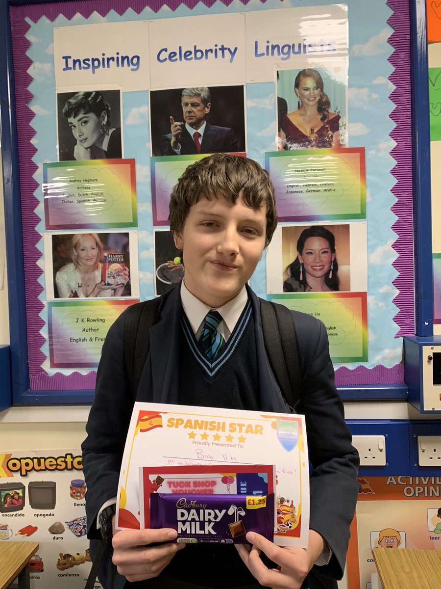 malonelanguages's tweet image. Well done to our Winter Spanish Stars 🇪🇸🌟 Y8 Katie, Y9 Khyran &amp;amp; Maja, Y10 Maisyn &amp;amp; Ali and Y11 Bob, 4 of whom achieved 99 or 100% in their exam 👏🤩