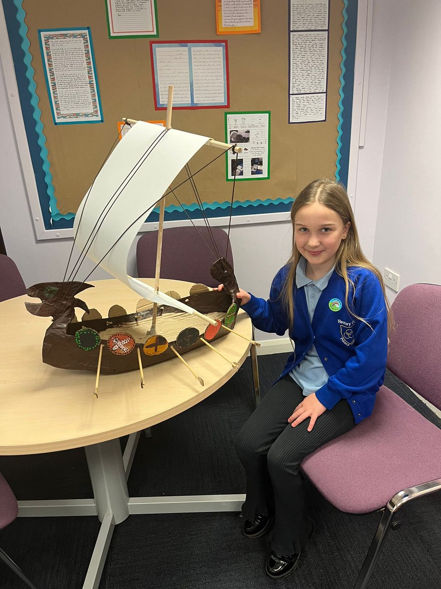 RectoryPrimary's tweet image. Our Rowan class have been learning all about Vikings in History this term.  How amazing is this Viking ship created for a home school project!!  A huge, well done!  You should be so proud ⭐️

#history #vikings #homeschoolproject #RectoryPrimary