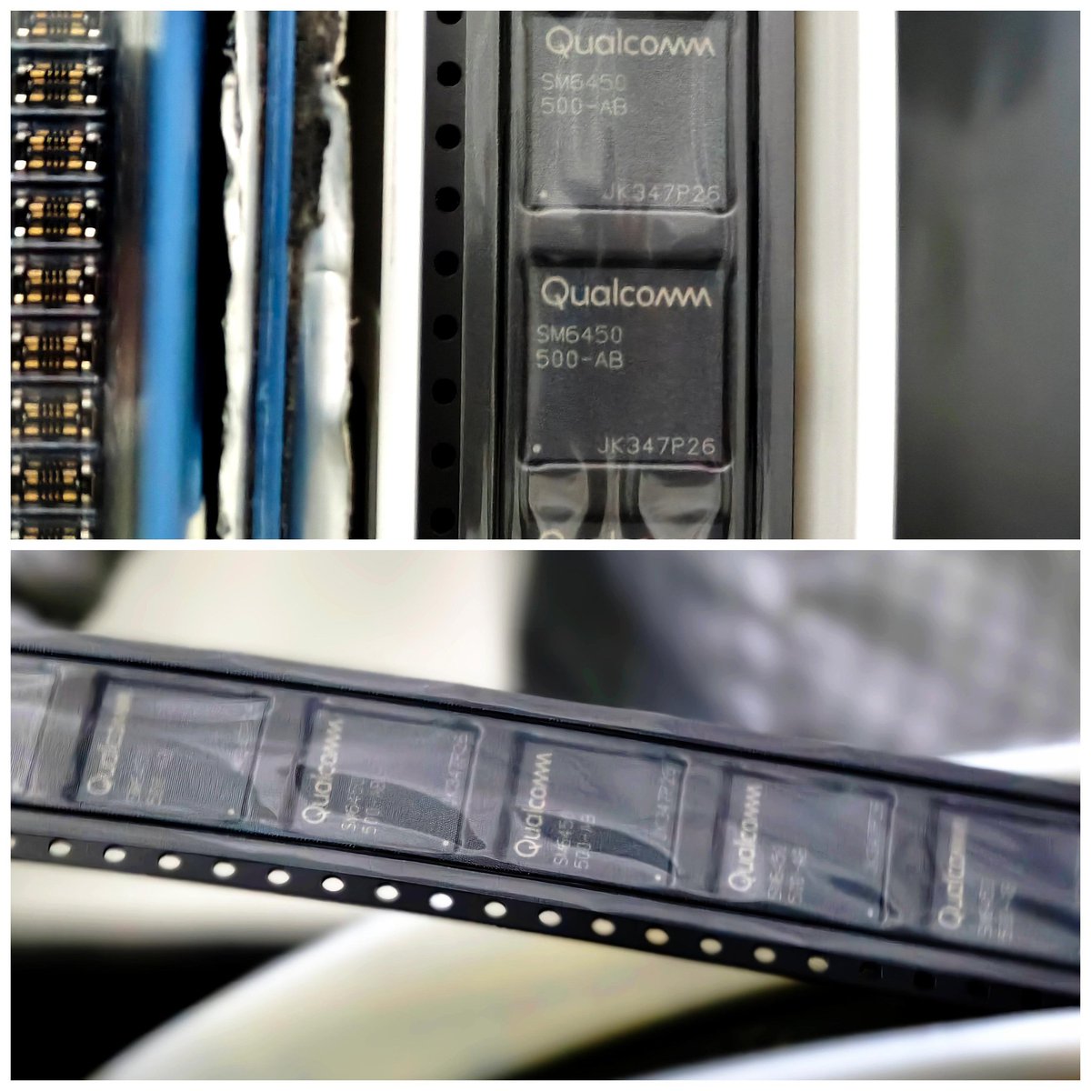 heyitsyogesh's tweet image. Post for all the nerds!!

Here&apos;s how smartphone makers receive SoCs from chip makers.

This photo shows Qualcomm Snapdragon 6 Gen 1 processor (SM6450), packaged like a cool camera film reel.

6 Gen 1 is seen on the Realme 12 Pro &amp;amp; upcoming HONOR X9B

Need more such posts??