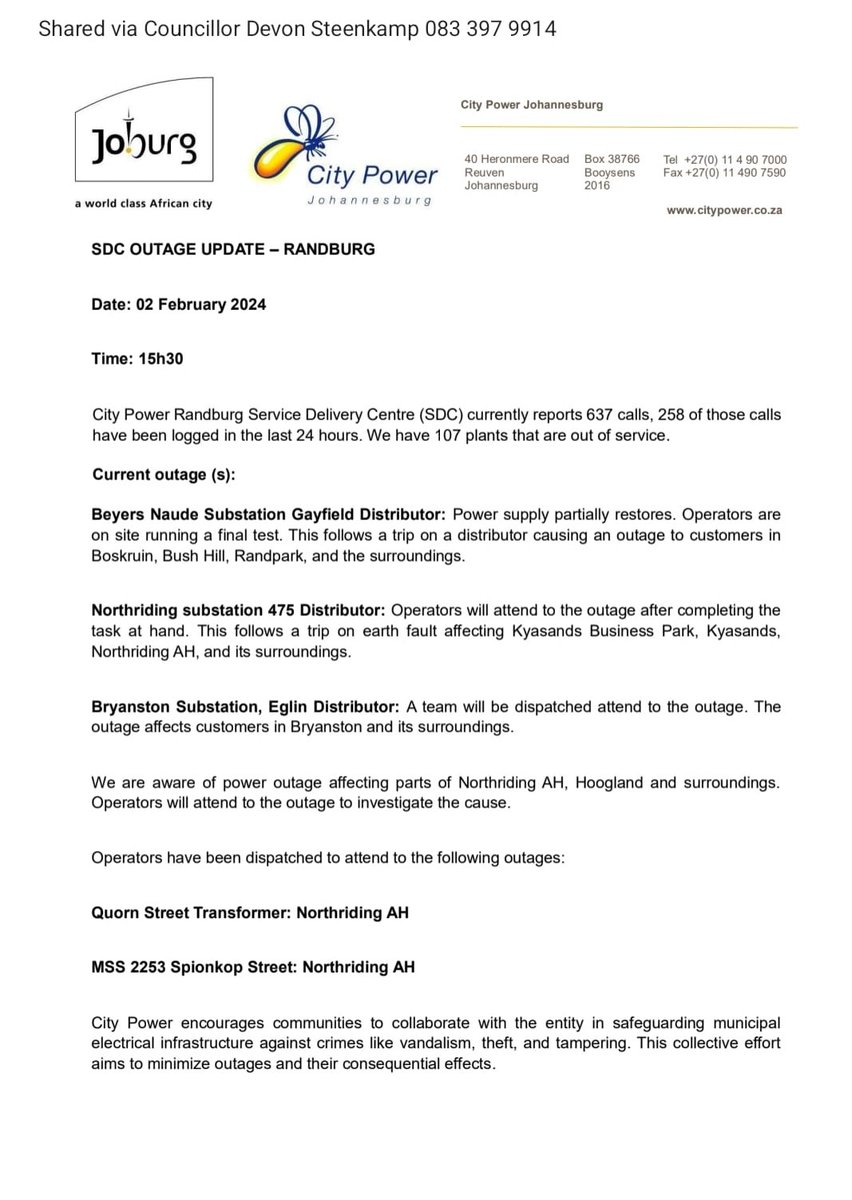 maymoena123's tweet image. @CityPowerJhb you taking us for a ride. @randburg_sun @Ward134Joburg

This morning operators was on site now you say they will attend to it after the task at hand. Are we damn stupid???? 

#randburgoutage #block6
