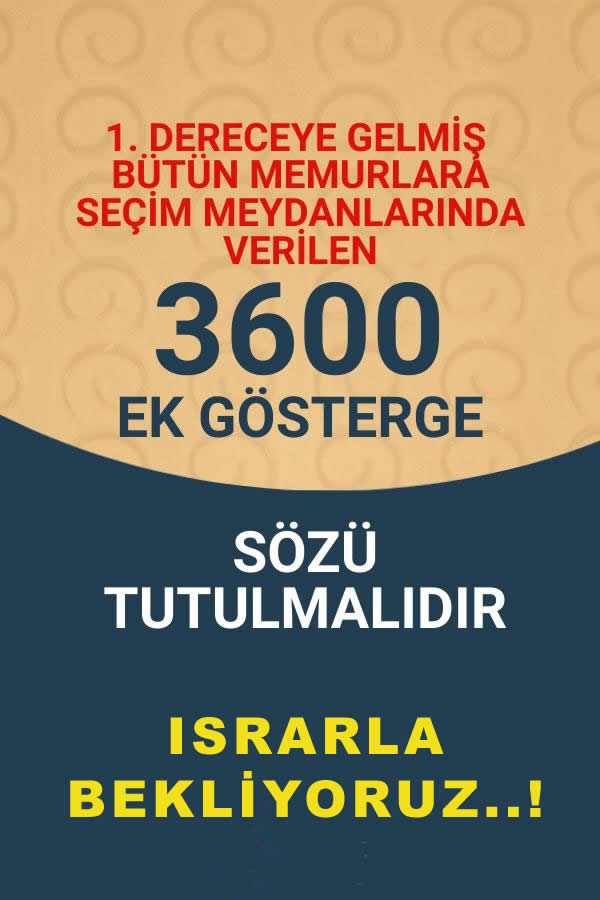 Memuru çalışan,emekli,kurum, kadro diye ayıran bu seyyanen ve 3600 yüzyılın ayıbı olmuştur. Yakışanı yapın ve düzeltin. Kimse emekli olamıyor. 
#BirinciDereceye3600 #EmekliMemuradaSeyyanen
<a href="/RTErdogan/">Recep Tayyip Erdoğan</a>
<a href="/dbdevletbahceli/">Devlet Bahçeli</a> <a href="/isikhanvedat/">Prof. Dr. Vedat Işıkhan</a> <a href="/avabdullahguler/">Abdullah Güler</a> <a href="/erkanakcay45/">Erkan Akçay</a>