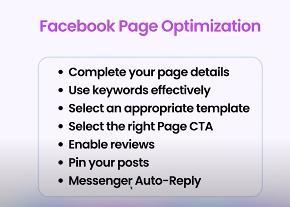 Hello Friends,
If you setup/optimize Facebook business and content 
creator page you can follow the below point.
you can optimize yourself. Thank you
#digitalmarketing #digitalmarketer #digitalmarketingtips
#pageoptimization #facebookpagesetUp