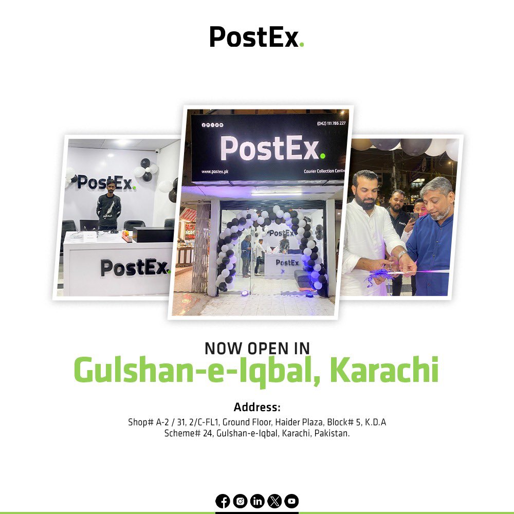 callcourierpk's tweet photo. PostEx is proud to announce its newly launched Collection Centre in Gulshan-e-Iqbal, Karachi.
Head over to the Collection Centre now and have your parcels delivered in an instant.
#PostEx #CollectionCentre https://t.co/MEMWfwCNzG