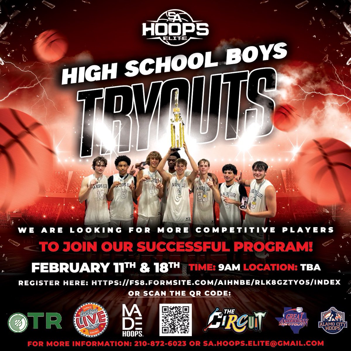 It’s TIME!!!
HS Boys &amp; Girls TRYOUTS!
Feb 11th &amp; 18th

We want YOU!
Register Here: fs8.formsite.com/AIhNbE/rlk8gzt…