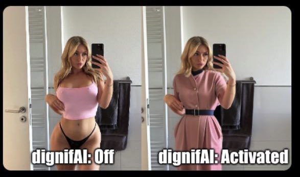 JackPosobiec's tweet image. ⚡️4chan has launched a new AI tool 

Its purpose is to put clothes back on e-girls and remove tattoos 

It is called dignifAI