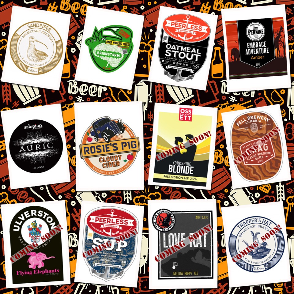 We head into the week-end with this starting line-up waiting for you. We are open from 3pm - 9pm today if you fancy calling in to try them out. Cheers! @BrimstageBeer @SFbreweryuk @peerlessbrewing @PennineBrewing @SalopianBrewery @WestonsCiderMil @LiverpoolCAMRA #RealAleFinder