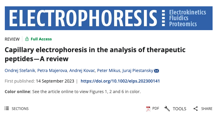 Congratulations to Ondrej Stefanik, recipient of the Best Student Paper Award in January 2024!
Capillary electrophoresis in the analysis of therapeutic peptides - a review

doi.org/10.1002/elps.2…