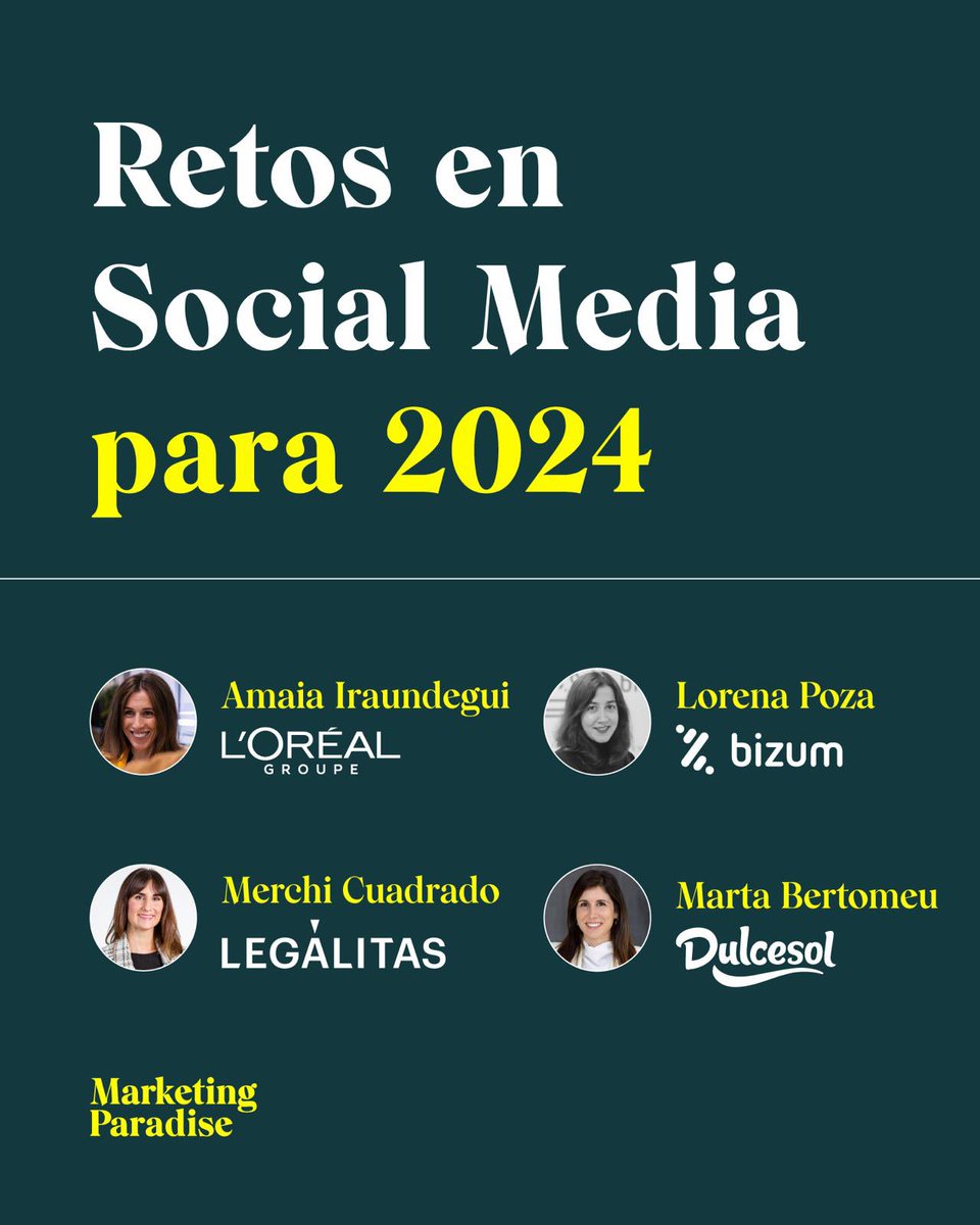 MerchiCF's tweet photo. 🔹 4 sectores muy diferentes hemos compartido retos, estrategias y objetivos para este 2024 en una de las mesas de debate de la presentación del Informe de tendencias en #RRSS de grandes marcas de @mk_paradise 

@lorealspain, @Bizum_ES, #DulceSol y @Legalitas_ES https://t.co/h1EVoIisPQ