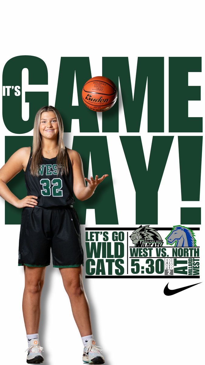 MWHSactivities's tweet photo. Get to Millard West tonight by 5:30 for the #1 Wildcats vs. #2 Mustangs.

Students there early in the girls game can get a green-out t-shirt and slice of pizza while it lasts! #wildcatpower https://t.co/1mZmbz3pm0