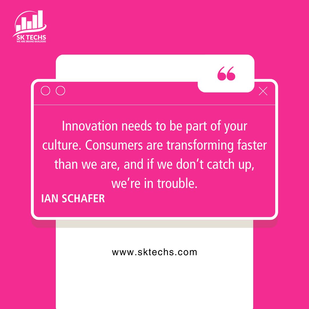 “Innovation needs to be part of your culture. Consumers are transforming faster than we are, and if we don’t catch up, we’re in trouble.”
Ian Schafer
 📞Call: +92 322 4626156
 📧 Email: info@sktechs.com
 🌐 sktechs.com
.
.
#sktechs #socialmediamarketing #socialmedia