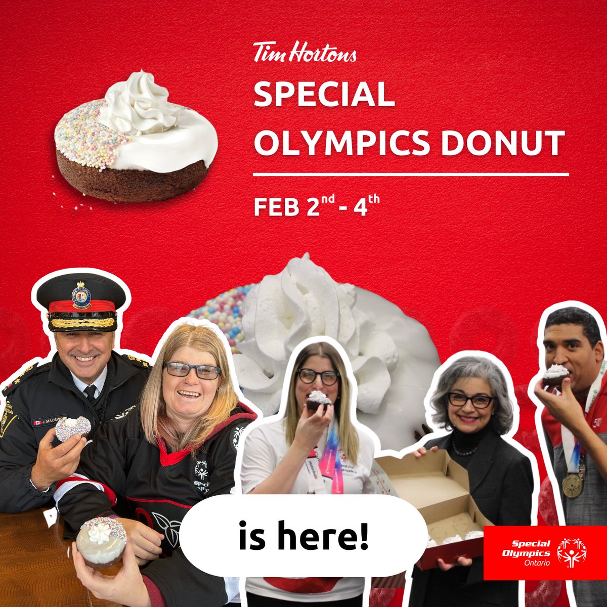The Special Olympics Donut is here! Capture photos of your donut purchase for a chance to win one of five $20 Tim Hortons Gift Cards! For contest details and more info please visit soontar.io/2024-Tims.