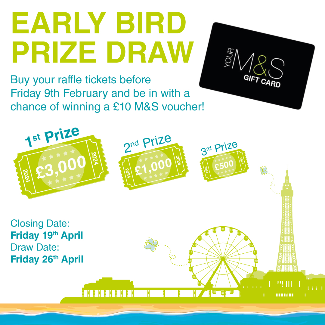 💷 Do you want to win £3,000 AND a £10 Marks & Spencer Gift Card? Buy your tickets to our Bumper Draw by Friday to be automatically entered into our early bird draw and in with the chance of winning one of 25 gift vouchers. 👉 Enter at bit.ly/3Hoe0hO