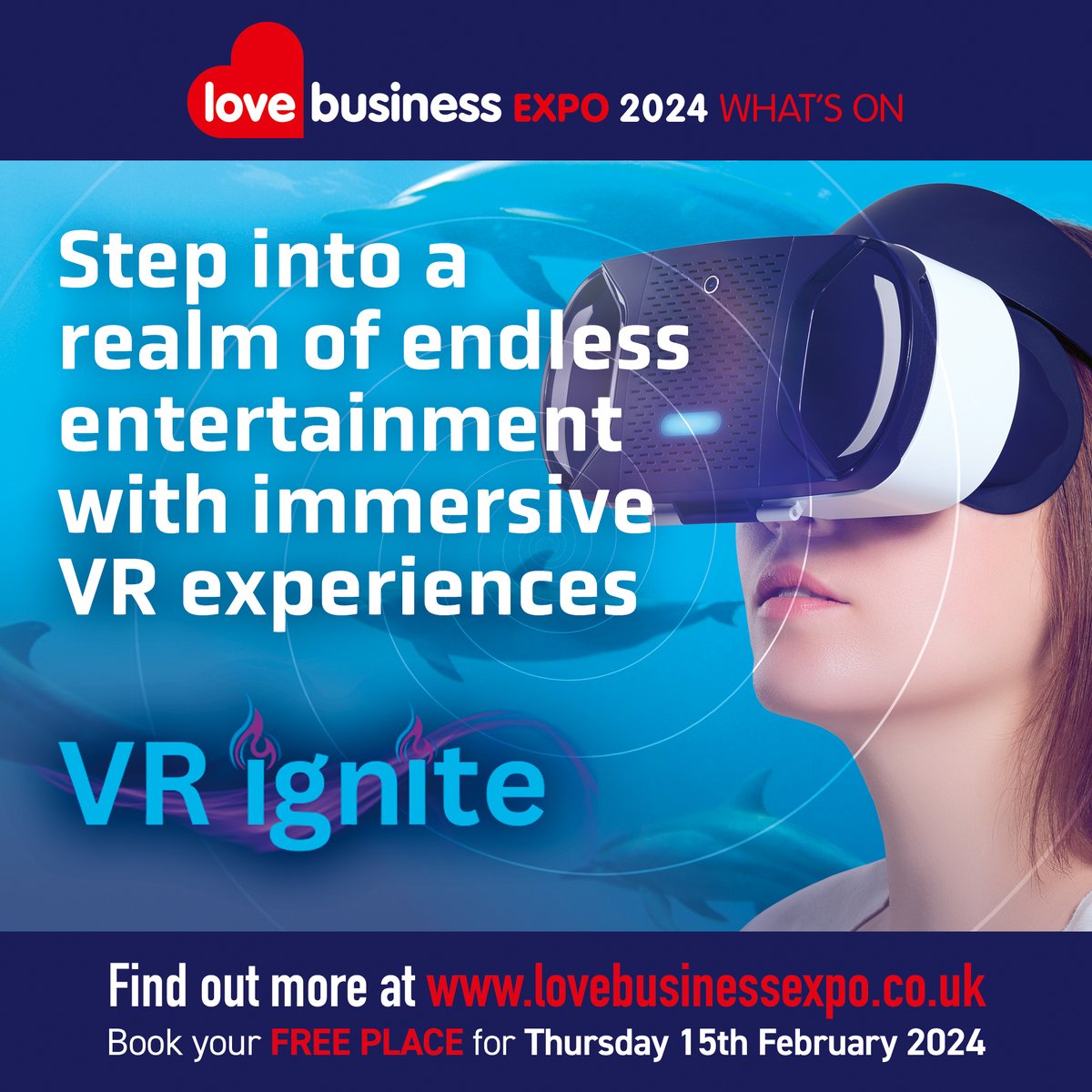 Step into a realm of endless entertainment with immersive VR experiences at Love Business EXPO 2024 on Thursday, February 15th at Holywell Park Conference Centre in Loughborough. Book your FREE delegate ticket for Love Business EXPO 2024. lovebusinessexpo.co.uk