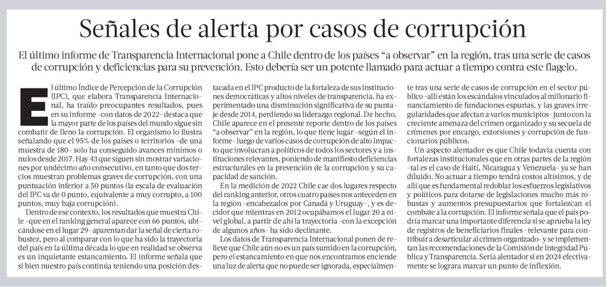 Preocupante diagnóstico. Especialmente al ámbito municipal. Editorial de <a href="/latercera/">La Tercera</a>