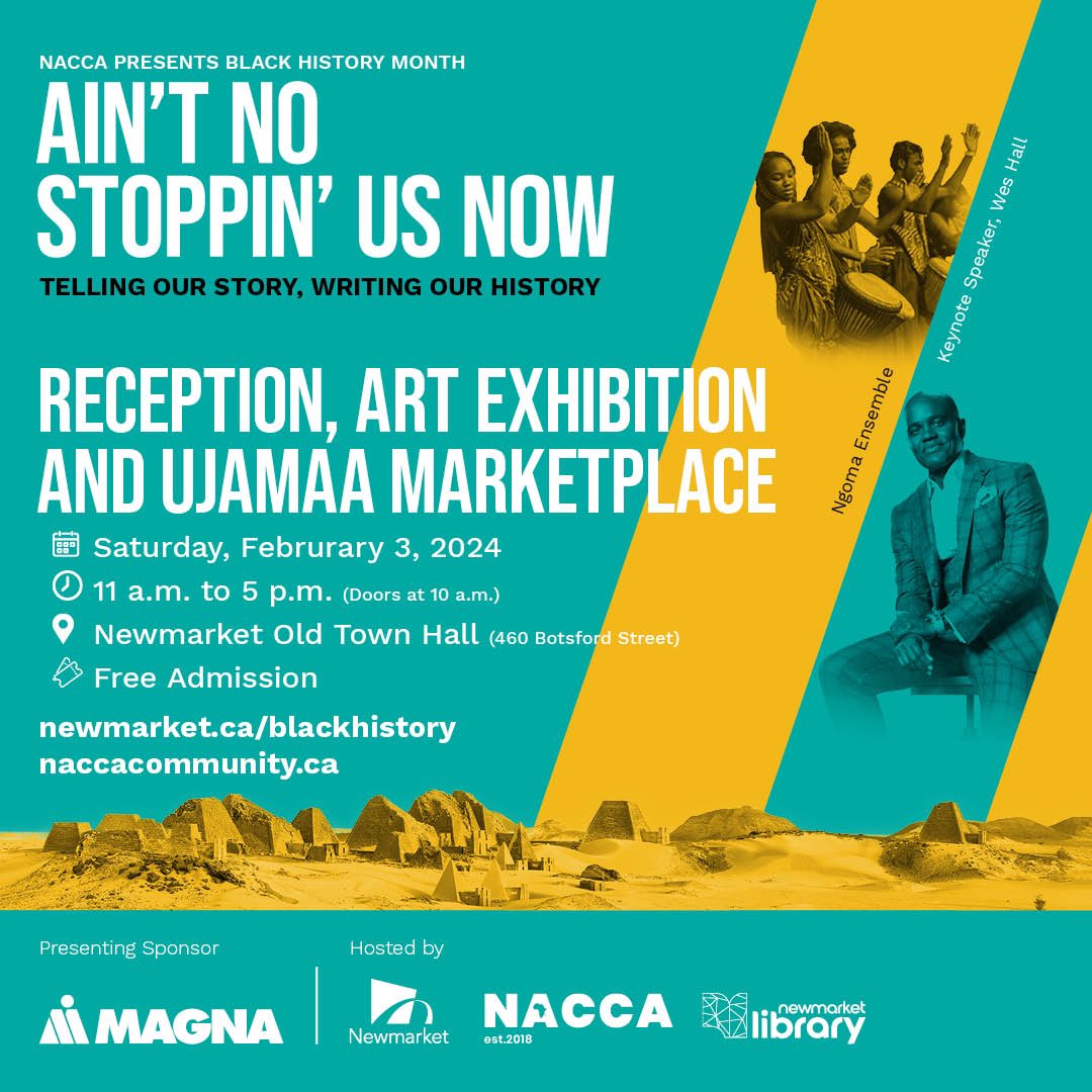 The countdown is on – join us tomorrow for the #BlackHistoryMonth Reception & Celebration presented by @MagnaInt! Shop the Ujamaa Marketplace & get a first look at the Art Exhibit 📅 Sat, Feb 3 | Reception 11-1pm | Ujamaa Marketplace 10- 5pm 📍 Old Town Hall, 460 Botsford Street