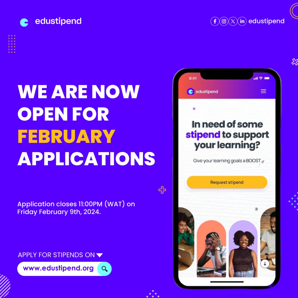 Hello Learner, February is off to a good start as Edustipend supports your learning with: 3 new laptops, N10,000 data support for 30+ beneficiaries and more Apply now at buff.ly/47qZa6l. Applications close on Friday Feb 9, 2024. In Your Service, The @Edustipend Team❤️