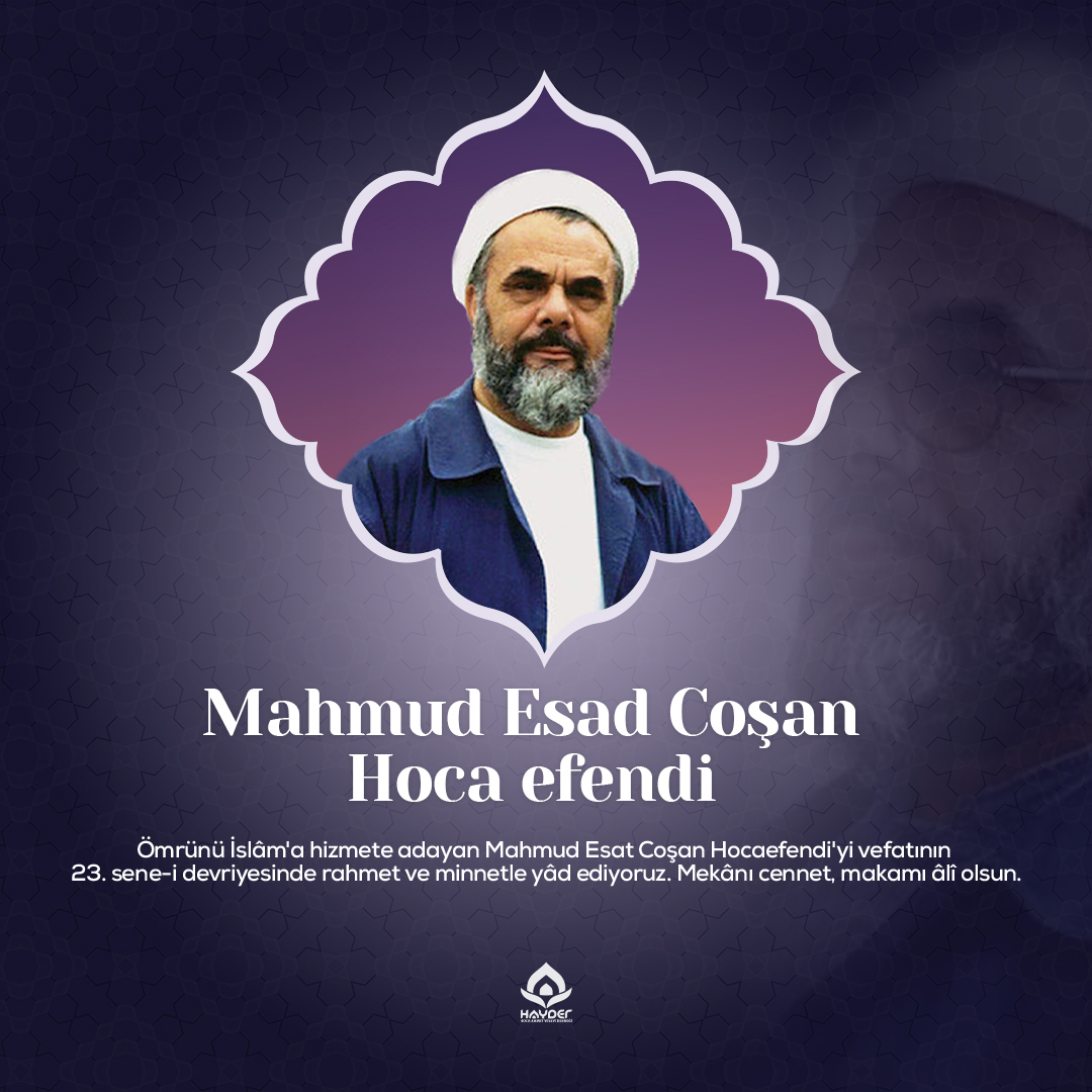 ahmetyesevider's tweet photo. Ömrünü İslâm'a hizmete adayan Mahmud Esat Coşan Hocaefendi'yi vefatının 23. sene-i devriyesinde rahmet ve minnetle yâd ediyoruz. Mekânı cennet, makamı âlî olsun. https://t.co/1kliyr9gMr