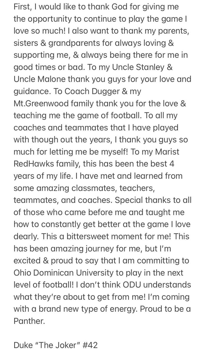 Duke white (@dukewhite10) on Twitter photo 💯 Percent Committed <a href="/oducoachtuck/">Coach Tuck</a> <a href="/RedHawkFB/">Marist Football</a> <a href="/JefDug73/">Jeff Dugger</a> <a href="/PrepRedzoneIL/">Prep Redzone Illinois</a> ODU don’t understand what they about to get‼️ 💯 Percent Committed <a href="/oducoachtuck/">Coach Tuck</a> <a href="/RedHawkFB/">Marist Football</a> <a href="/JefDug73/">Jeff Dugger</a> <a href="/PrepRedzoneIL/">Prep Redzone Illinois</a> ODU don’t understand what they about to get‼️